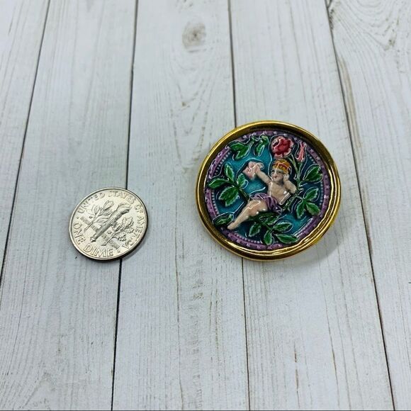 VTG Porcelain Painted Brooch - Picture 1 of 2